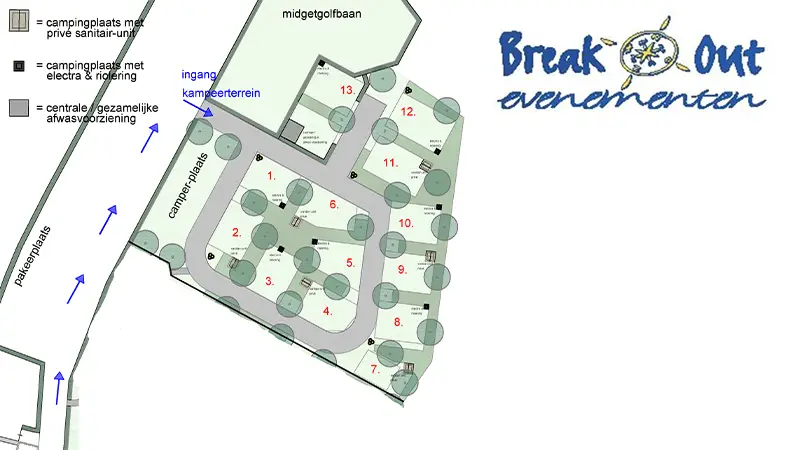 Platzplan des Campingplatz Break Out Evenementen